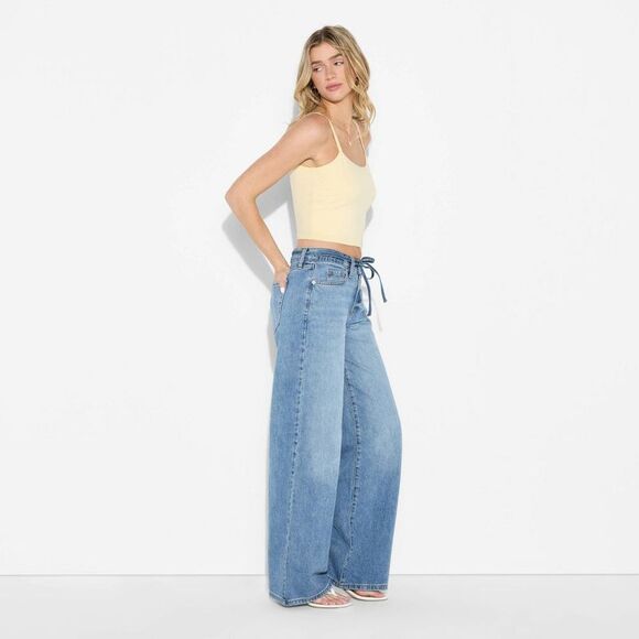 Wild Fable Pants - Wild Fable - Women's Low-Rise Baggy Jeans - Wild Fable Light Wa Blue Light Wash